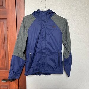 North Face Blue and Grey Rain Jacket